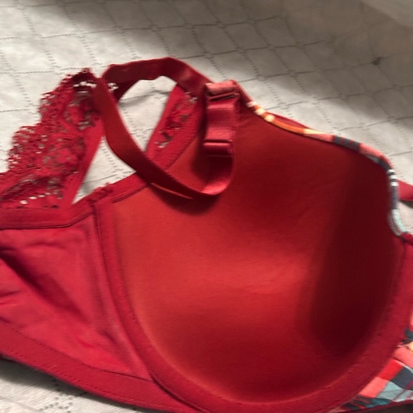 Cacique Lane Bryant Red Bra Front Closure Adorable Back with Lace 42DD NWOT - Picture 6 of 12